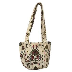 Vintage Handmade Tapestry Teacher Alphabet Birds Tote Bag Shoulder Bag